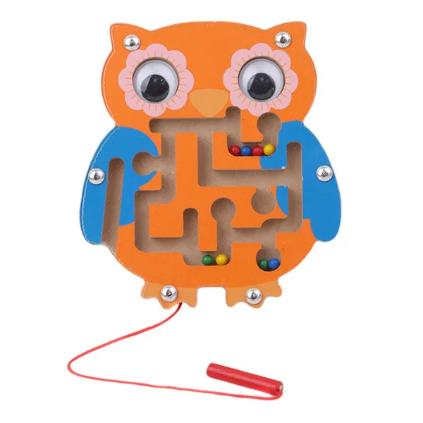 owl Детский Магнитный лабиринт, игрушка детская деревянная головоломка игра игрушки Дети Раннее Образование головоломки деревянные игрушки доска - Цвет: owl