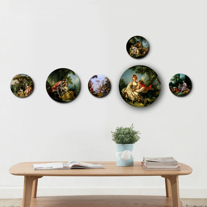

Boucher Painting Decorative Plates Ceramic Home Artistic Dish Hotel Background Display Oil Painting Plate Art for Wall Sticker