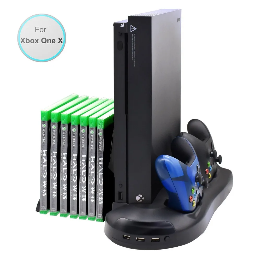 

Vertical Stand Cooling Cooler Fan Controller Charging Station with Game Disk CD Storage Charger For Xbox one X ONEX Console