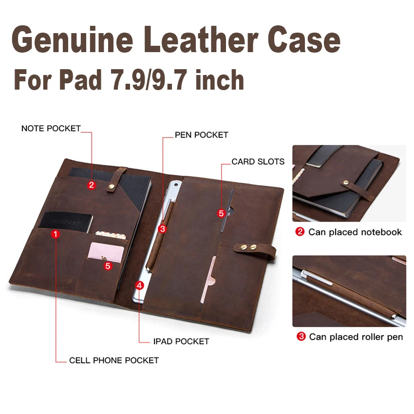 Ретро чехол Crazy Horse Koe Lederen Voor для iPad Pro 9 7 10 5 11 Air1 2 6Mini MacBook 12 дюймов планшет сумка