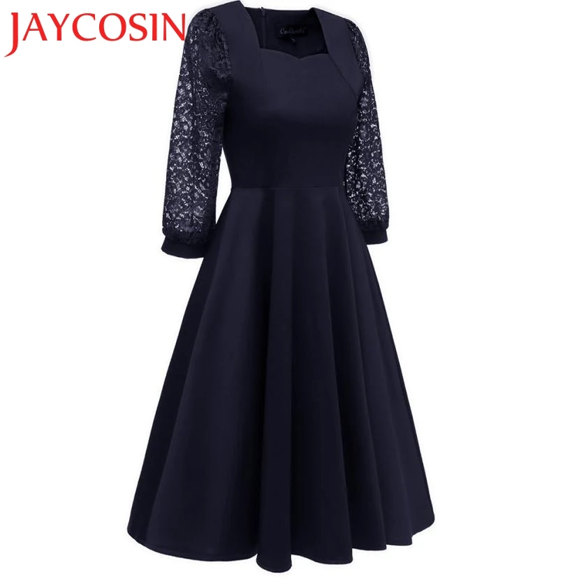 Женское винтажное платье с длинными рукавами кружевное коктейльное принцессы