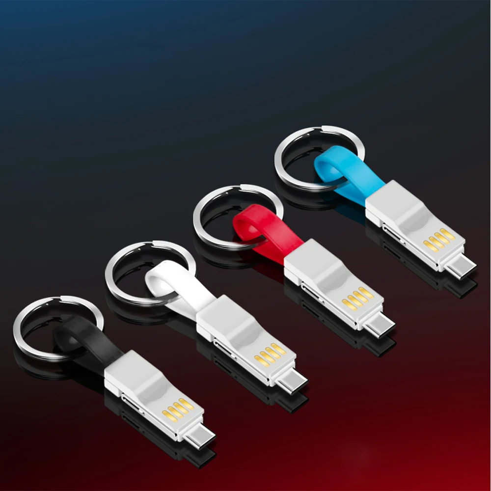3 в 1 USB C кабель Micro usb type IOS для осветительного кабеля IPhone XIAOMI samsung HUAWEI мини брелок