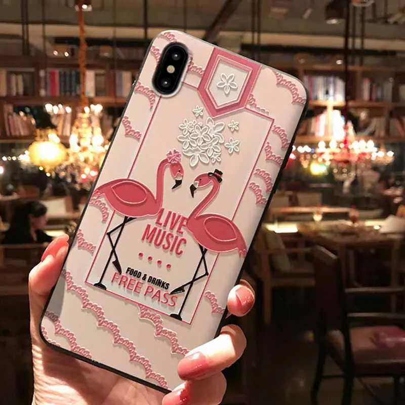 JIBAN New Lovely Cartoon flamingo unicorn matte soft Phone Case for iphone XS X 6s 6plus 7 8 mobile phone accessories wholesale |