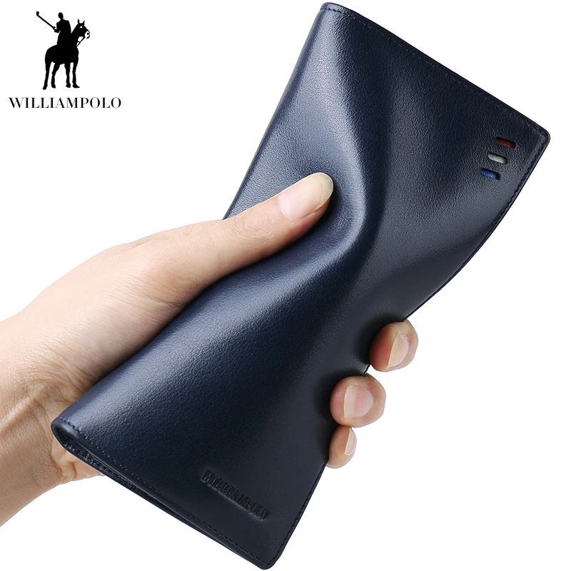 WILLIAMPOLO роскошный мужской кошелек из натуральной кожи деловые Длинные кошельки