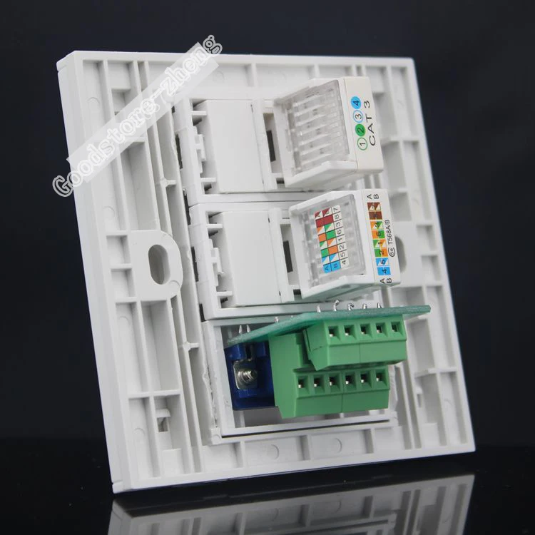 Настенная панель с 3 портами s сетевая Панель RJ45 Cat5e & VGA RJ11 для телефонного порта