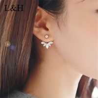 lh 2018 hot sales crystal flower drop earrings double sided gold silver earrings for women charm statement fashion jewelry gift