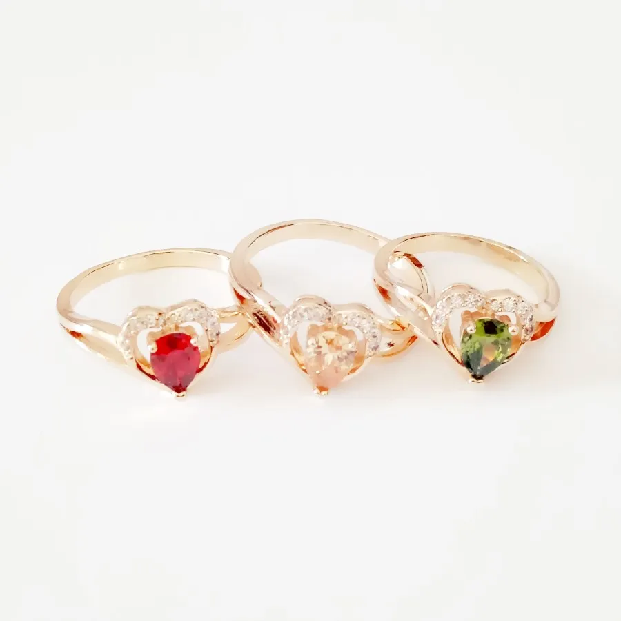 Women Wedding Ring New Cute Women Rings Fashion Jewelry Heart Shape Red Cubic Zircon Stone Wedding Jewelry