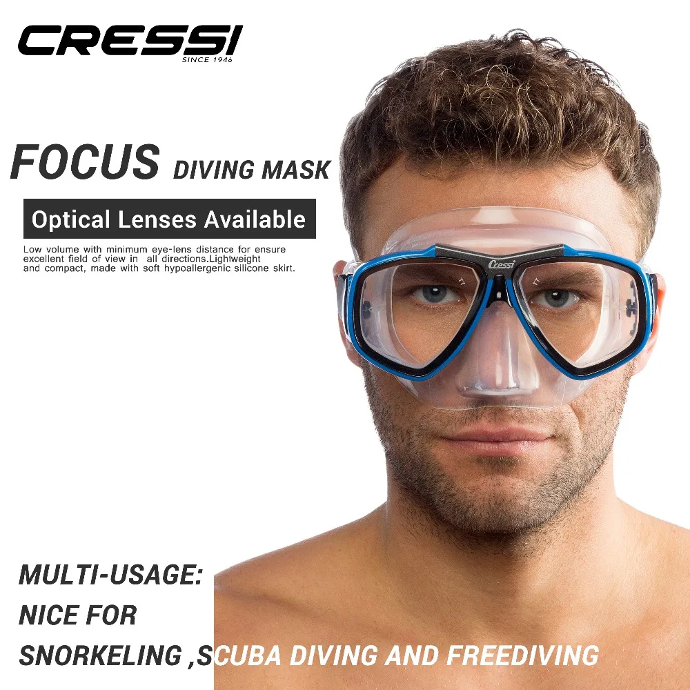 Cressi FOCUS маска для подводного плавания из закаленного стекла 2 окна низкая