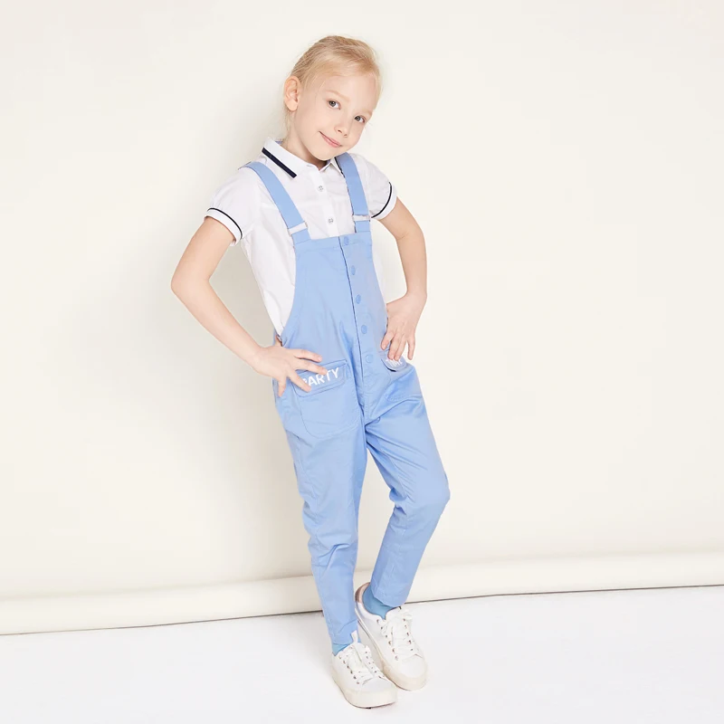 Balabala 2017 джинсовый комбинезон для девочек Небесно Голубой детский хлопковый