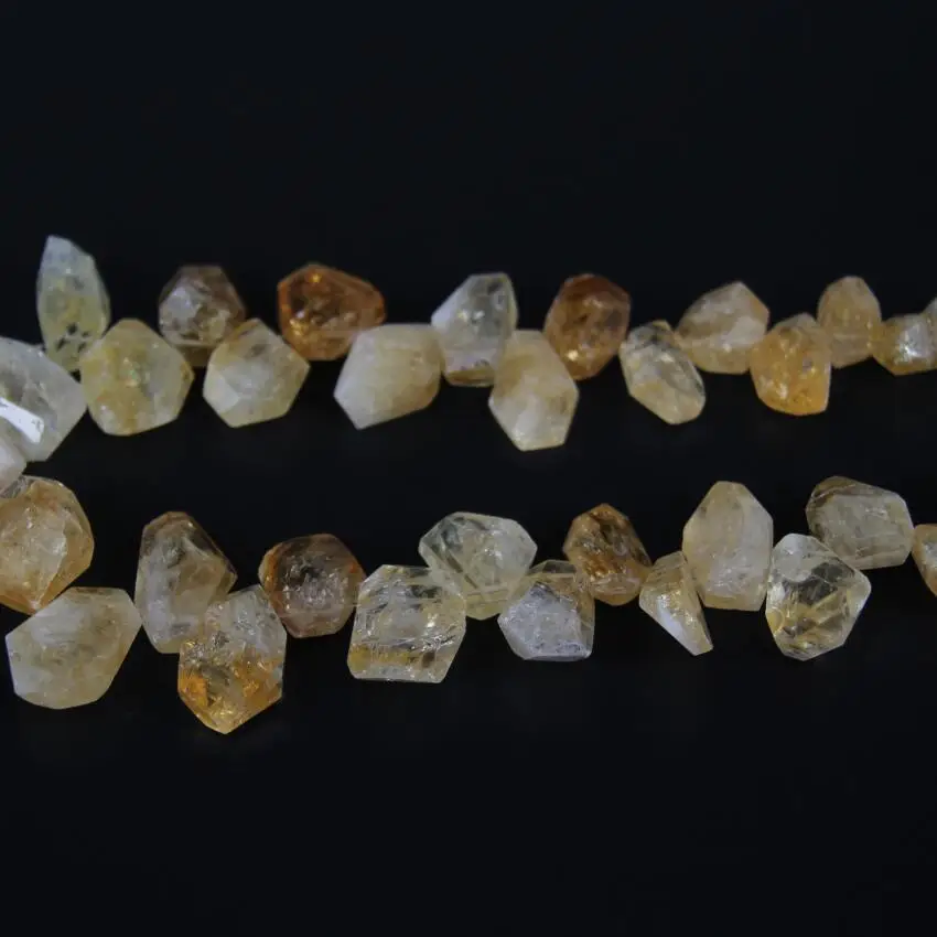 Полностью полированная натуральная желтая кварцевая граненая плита бусины