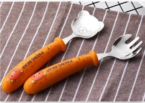 Набор столовых приборов из нержавеющей стали 304 мультяшный Детский комплект двух