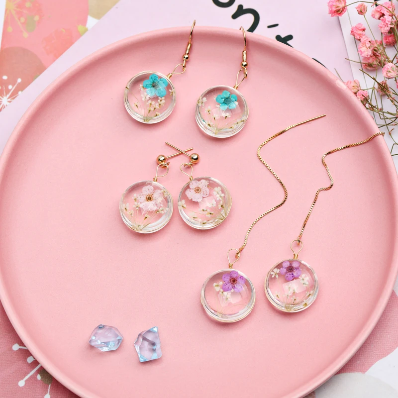 Новый оригинальный 925 пробы сухоцветы Стекло шар серьги для Для женщин модные