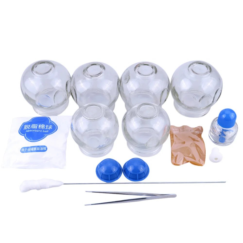 Стеклянные материалы для массажа 6 шт. терапии целлюлита вакуумные чашки