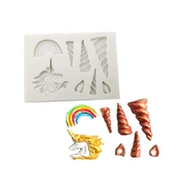 rainbow unicorn fondant silicone mold cookies chocolate mould pastry candy biscuits ice cube molds baking cake decoration tools