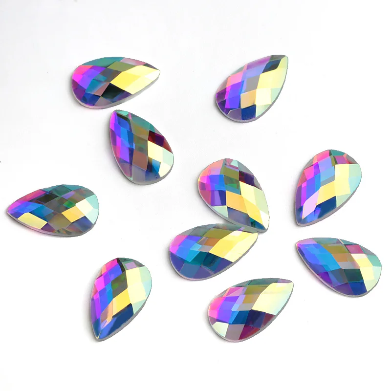 Crystal AB QIAO Высокое качество 11*18 мм падение не горячей фиксации Flatback паста Стразы хрустальные стеклянные камни для украшения одежды - Цвет: Crystal AB