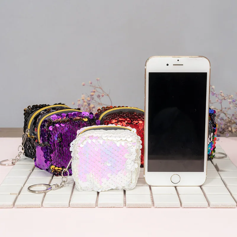 Детская сумка для монет Cube маленький кошелек с блестками Модный Блестящий мини