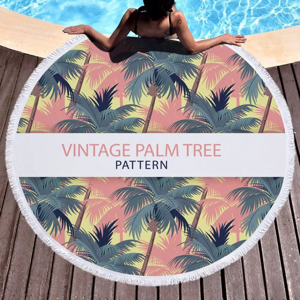 150 см круглый кокосовых пальм печати Полотенца душевые микрофибры материал пляж