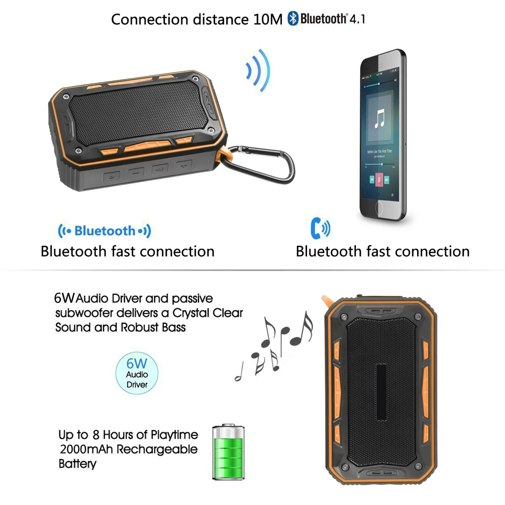 Беспроводной Bluetooth динамик портативный уличный водонепроницаемый