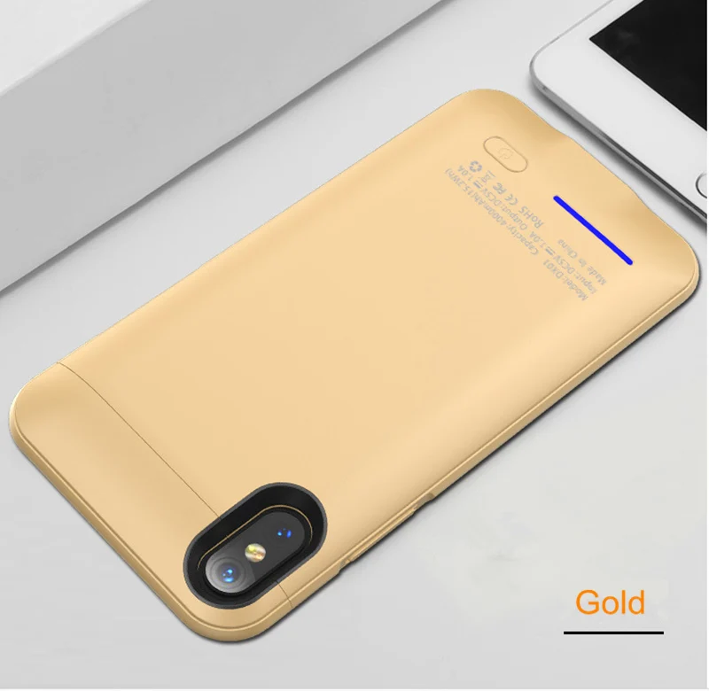 4000 мАч ультра тонкий магнитный чехол для зарядного устройства для iPhone X Внешний внешний аккумулятор чехол для зарядки для iPhone XS чехол для аккумулятора - Цвет: Gold