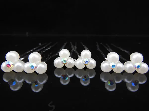 

120 Pcs/Lot White Pearl Crystal Rhinestone New Fashion Hairpin Wedding Prom Bridal Hair Stick Hair pins Mini size Free Shipping