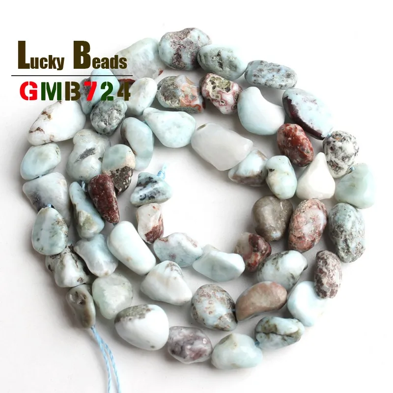 6-8mm Irregular Shape Natural Genuine Larimar Stone Beads for Jewelry Making 15inches DIY Bracelet | Украшения и аксессуары