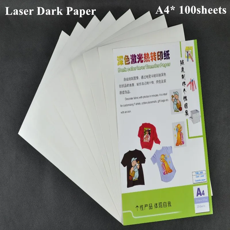 

(A4*100pcs) Laser Heat Transfer Paper for Dark and Light Textil Iron on Paper Thermal Printing Papel Transfers TWL-300