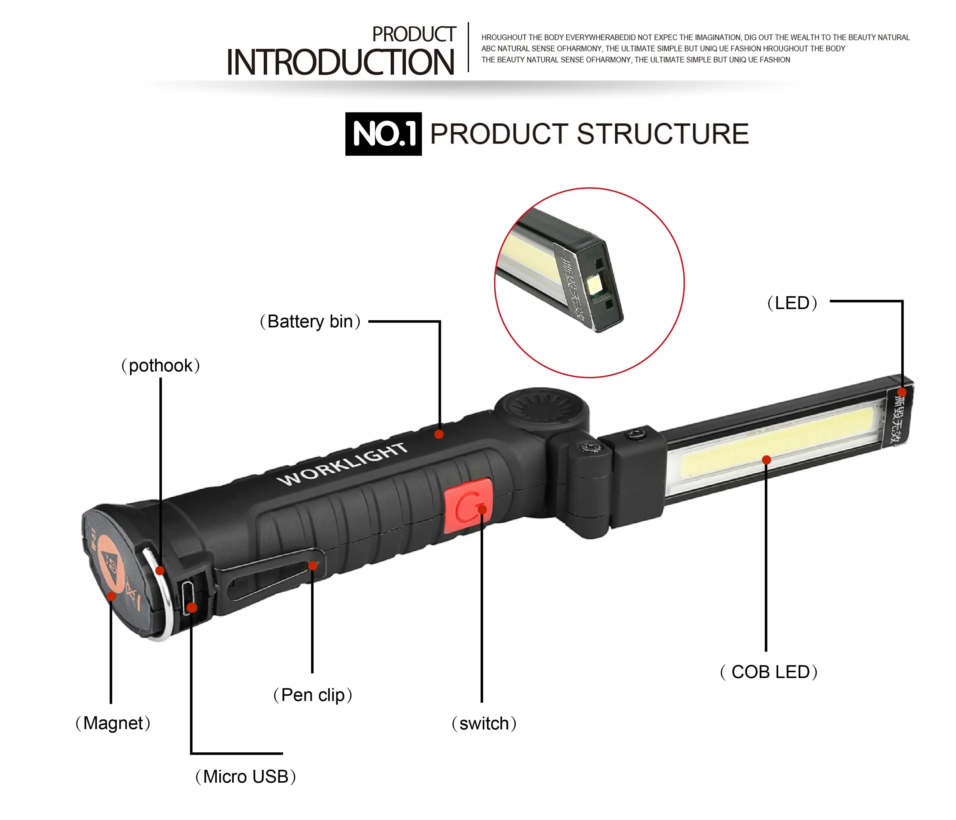 LumiParty Портативный Яркий COB светодиодный светильник s USB зарядка магнитная лампа