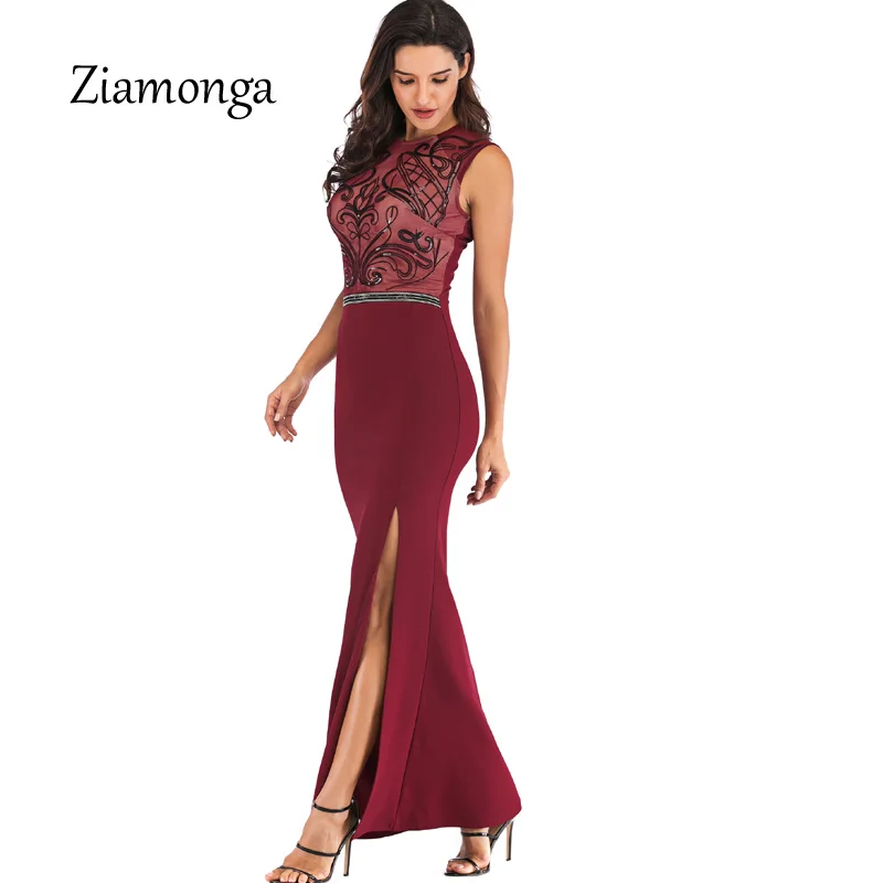 Ziamonga женское длинное платье с блестками элегантное свадебное облегающее