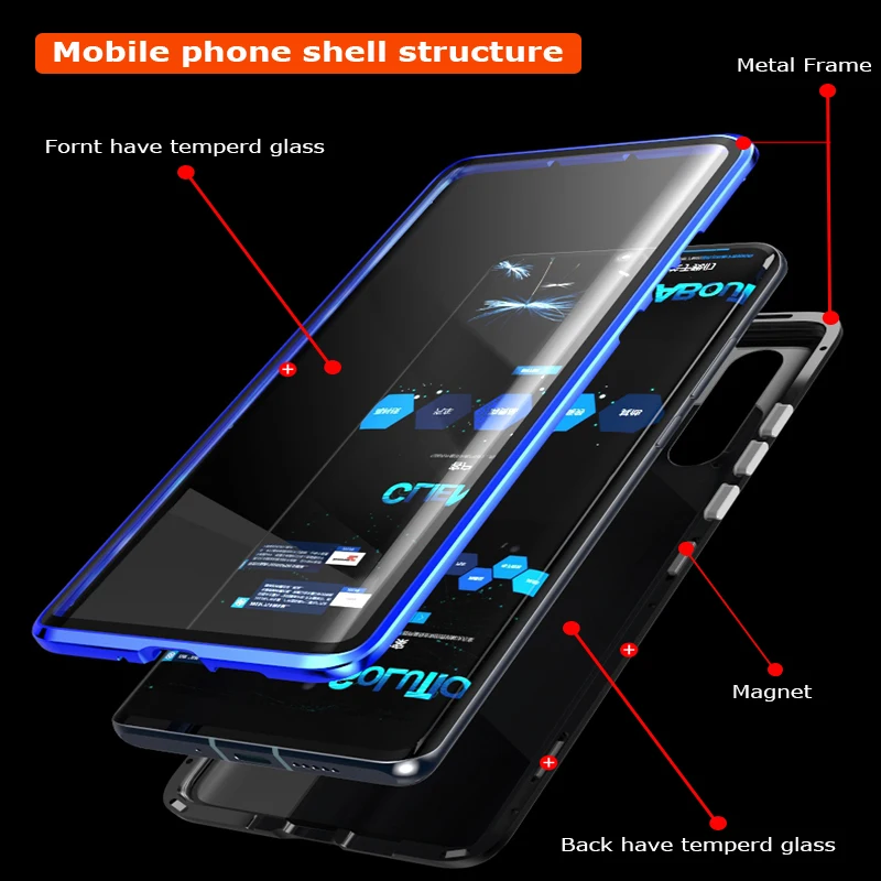 Двусторонний стеклянный чехол с полной защитой для huawei P30 Pro Shockproor чехол s металлический чехол Bumber для huawei P30Pro P 30 Чехол