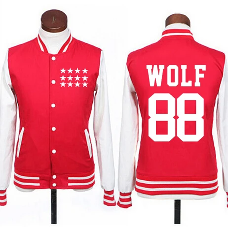 Куртка с капюшоном Kpop exo wolf 88 черная красная осенняя|jacket black|fashion jacketjacket fashion |