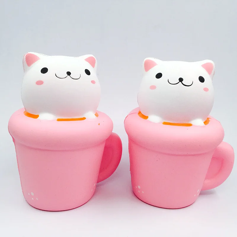Сжимаемые 1 шт. kawaii сжимаемые jumbo Милые Чашки кошки медленно поднимающиеся