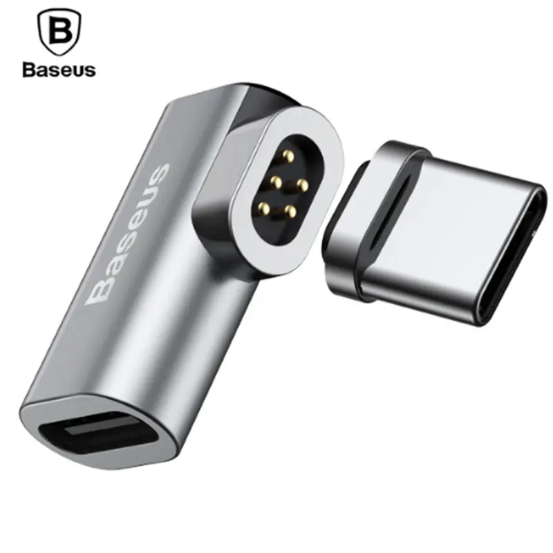 Baseus type C-type-C Магнитный локоть адаптер для Macbook Nexus 5X6 P OnePlus 2 3 быстрая зарядка магнит USB-C кабель адаптер - Цвет: Серый