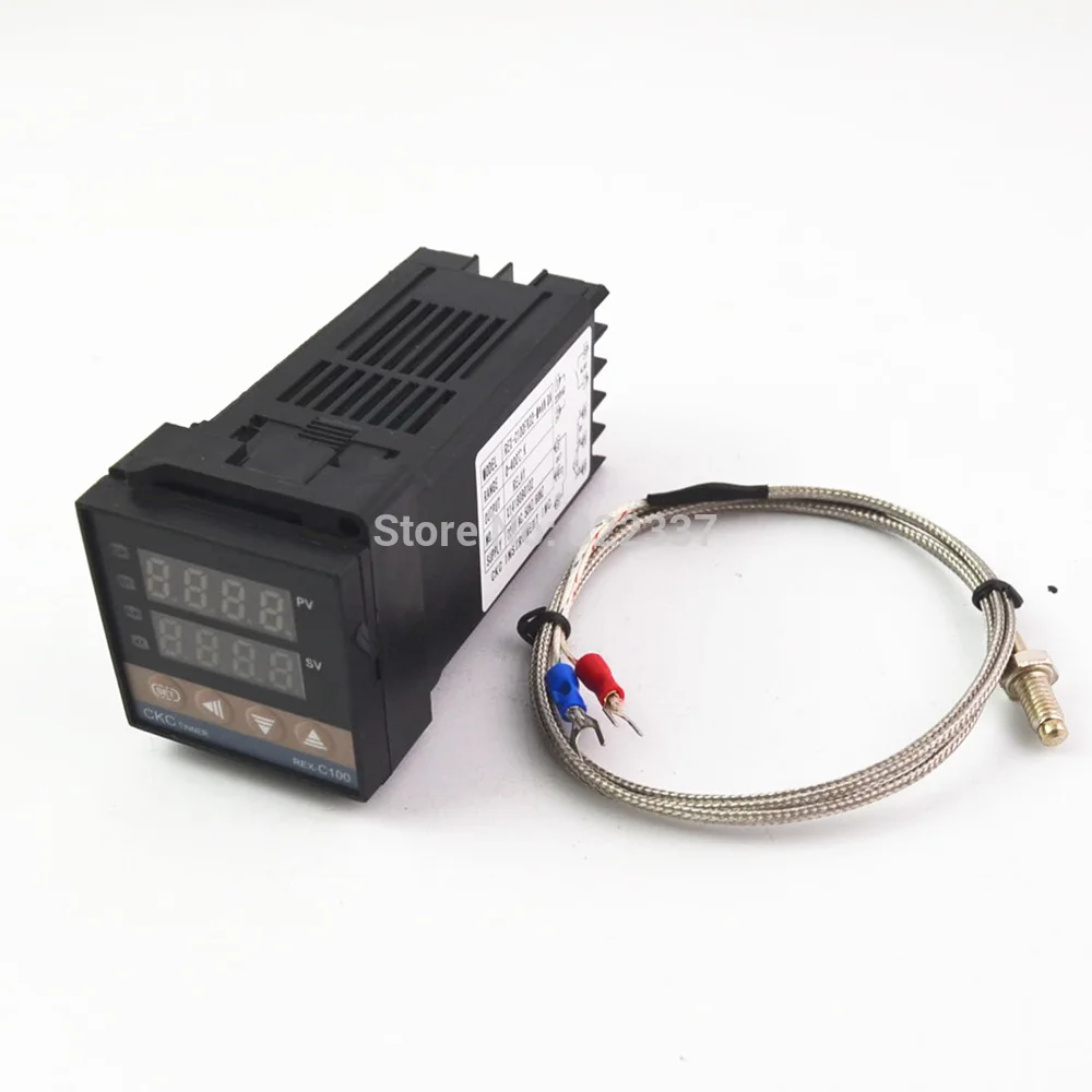 C Цифровой контроллер температуры 100-240VAC PID REX-C100+ max.40A SSR+ K термопара, PID контроллер комплект+ радиатор - Цвет: C