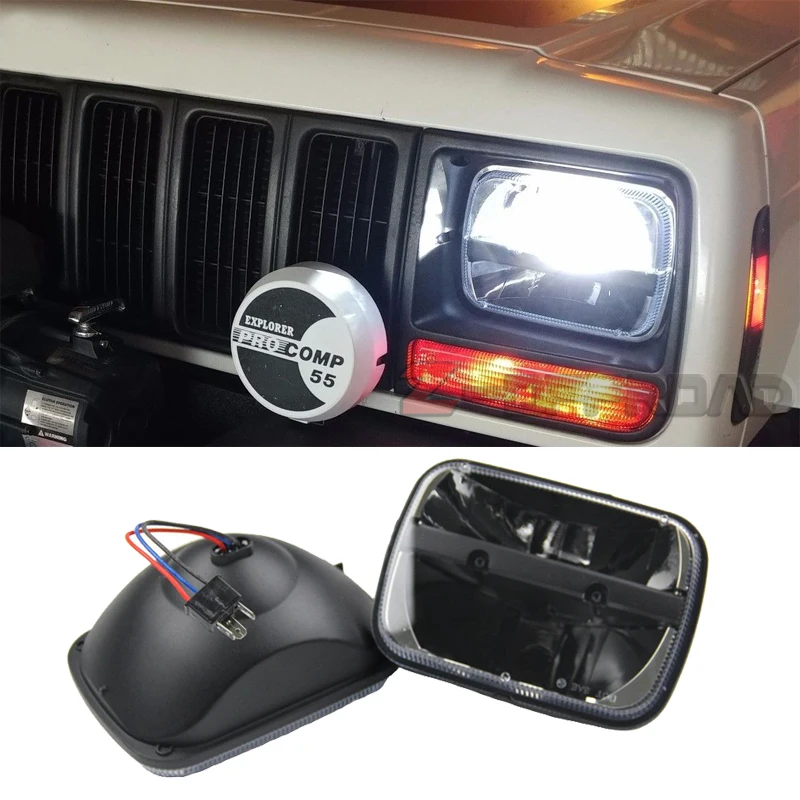 Светодиодные Квадратные передние фары для грузовиков 5x7 дюймов сменные Jeep Cherokee XJ