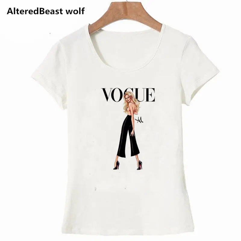 Женская футболка с коротким рукавом VOGUE Повседневная Свободная буквенным