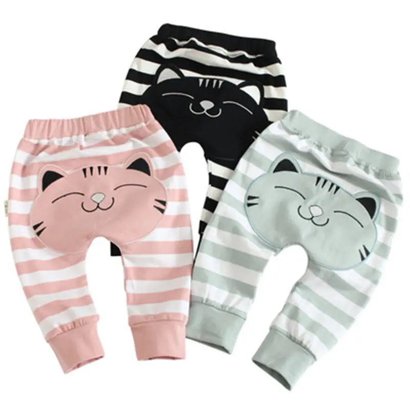 Hot Autumn New Korean Version Pants Cotton Stripe Unisex Baby Boys Girls Pants Big Butt Children's Pants Thickening Baby