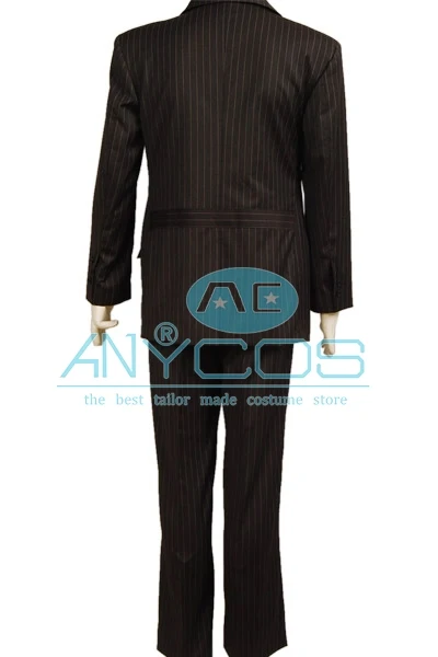 Коричневый шерстяной костюм в полоску мужской для косплея на Хэллоуин|costume for