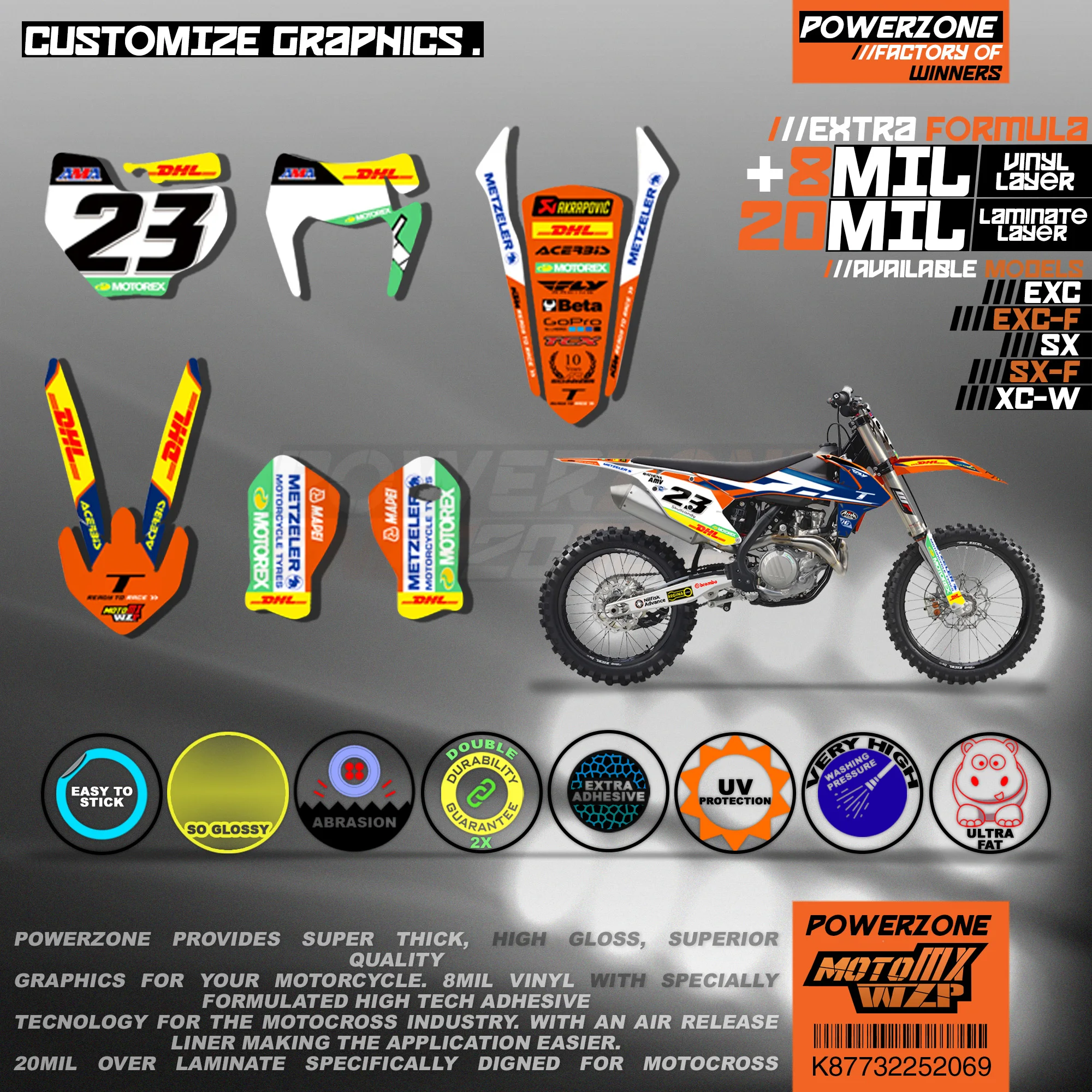 Персонализированные графические фоны PowerZone Team наклейки 3M Набор наклеек для KTM SX SXF