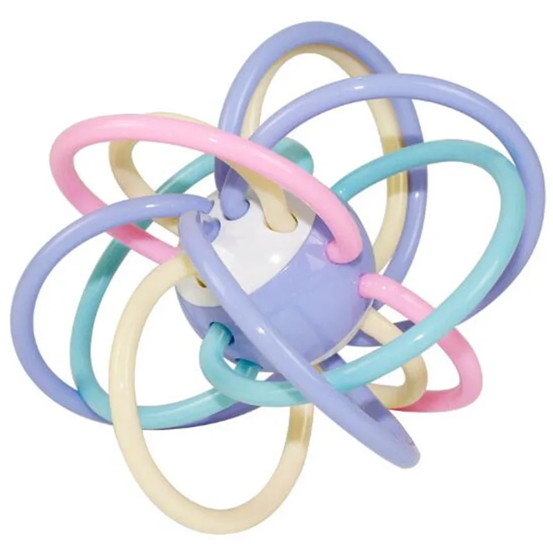 

WYNLZQ 1pc Baby Toys 14cm Rattles Develop Intelligence Grasping Gums Wave Ball Hand Bell Fun Bite Catch Hole Baby Toys Plastic