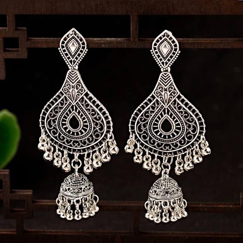 Этнические серьги с золотыми кисточками Jhumka индийские этнические хиппи