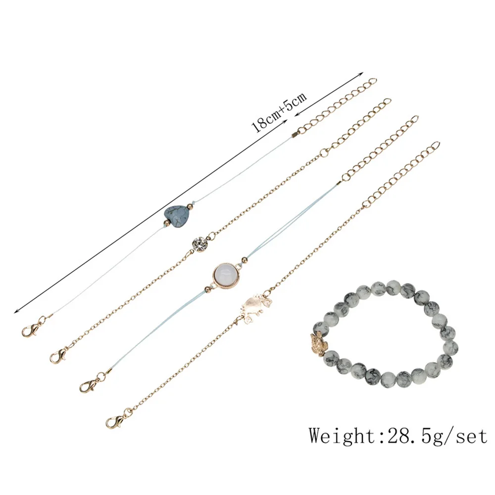 MAA-OE Boho Crab Heart Charm Bracelets Set For Women New Design Stone Beads Infinite Statement Bracelet Vintage Jewelry | Украшения и