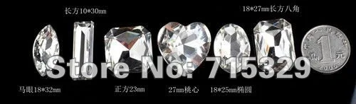 50 шт./лот кристально прозрачные стразы в форме сердца для самостоятельного