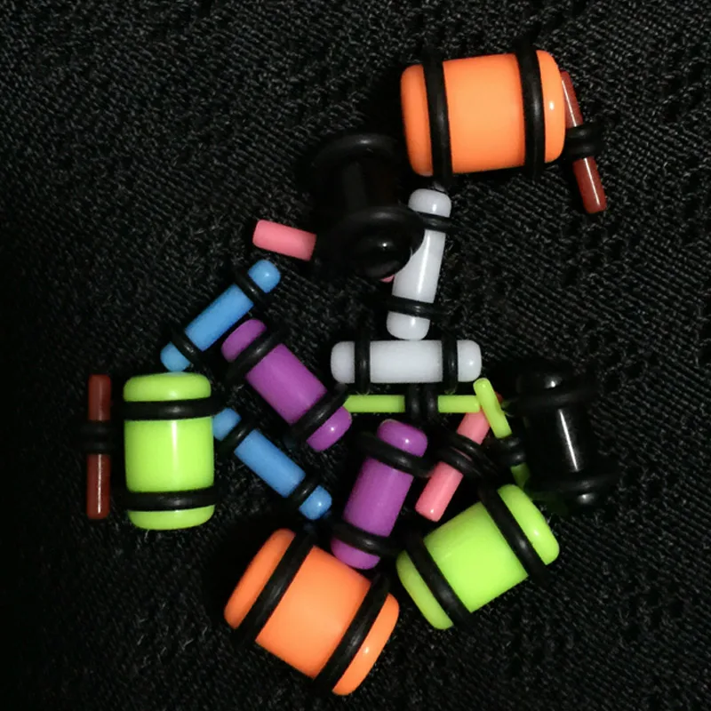 Набор Для Пирсинга Ушей туннель с конусной заглушкой акриловый цветной Калибр