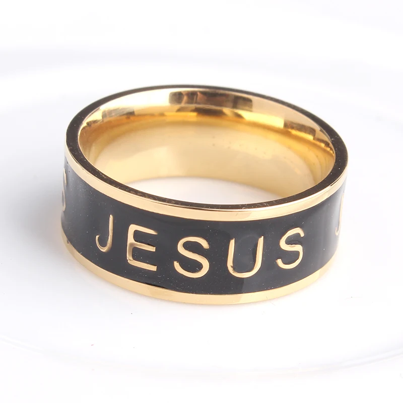 8 мм золотого цвета JESUS black oil 316L свадебные кольца из нержавеющей стали для мужчин и