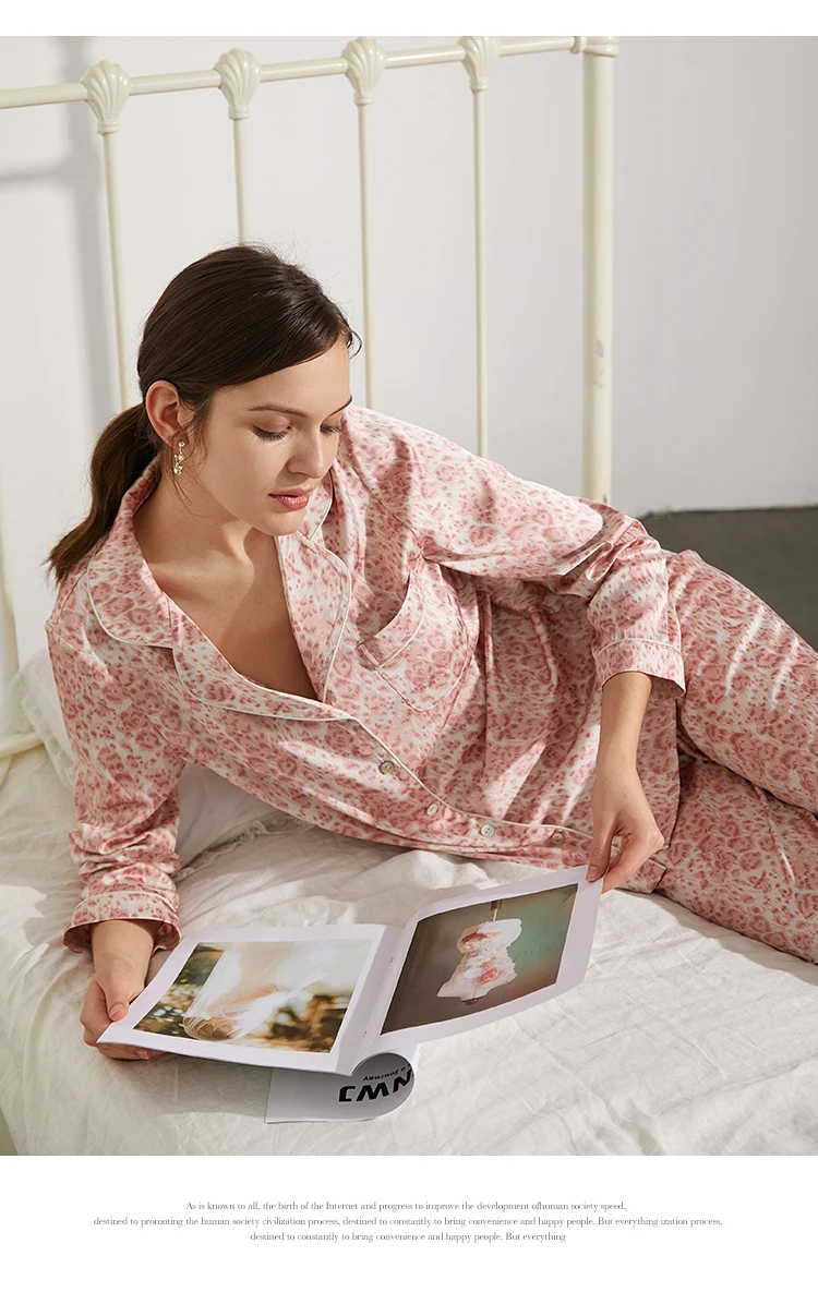 LILYMODA женская пижама Пижама из искусственного шелка сатиновая Пижама леопардовая с длинными рукавами 2 шт. летняя и осенняя домашняя одежда