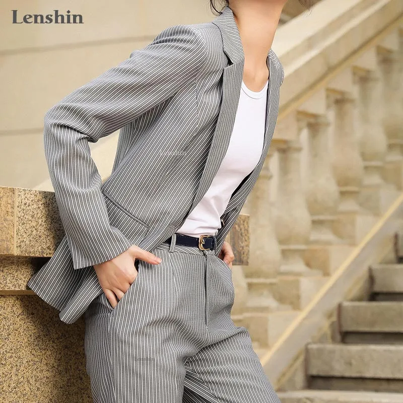 Lenshin/комплект из 2 предметов на одной пуговице Деловой костюм в полоску с брюками