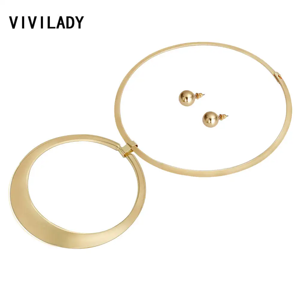 VIVILADY, Boho, панк, Круглый Круг, ювелирные наборы, золото, цвет, колье, ожерелье, серьги, африканские, для женщин, хип-хоп, вечерние, подарки