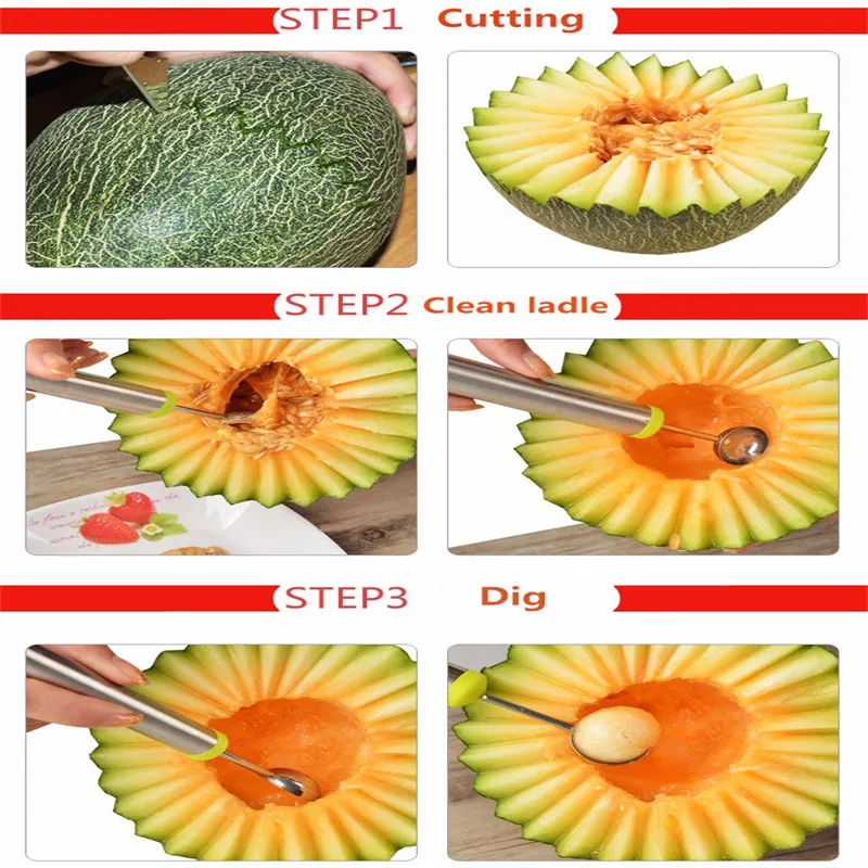 Домашняя Кухня Бар фрукты резьбы резак арбуз Cantaloupe Дыня копать мяч Совок шариков