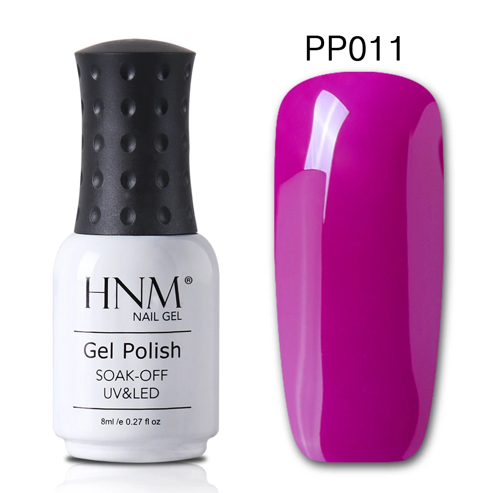 purple 011 HNM 8 мл Гель-лак для ногтей Чистый Розовый Цвет замачиваемый УФ светодиодный лак для нейл-арта Полупостоянный Гибридный Гель-лак базовое верхнее покрытие - Цвет: purple 011