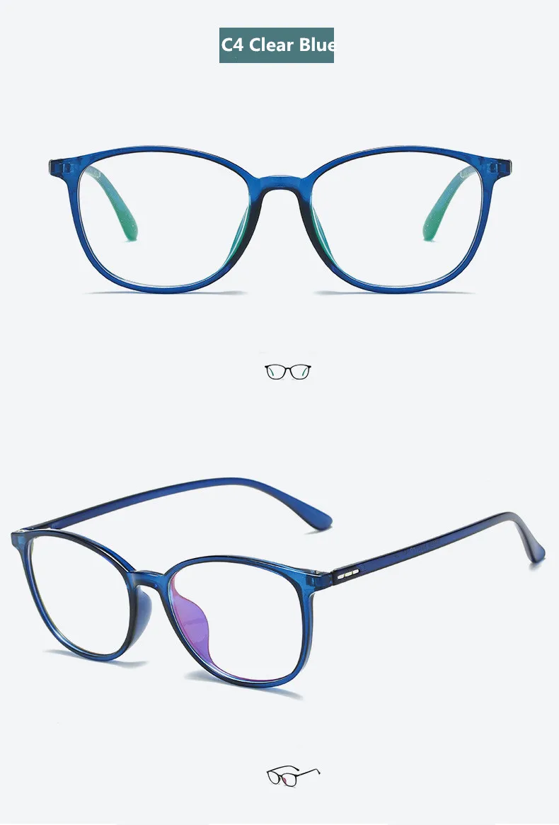 Настоящие круглые очки унисекс с эффектом памяти Tr90, ультра-светильник, компьютерные очки с защитой от синего излучения, очки с оправой, прозрачные линзы, для чтения, красные, фиолетовые